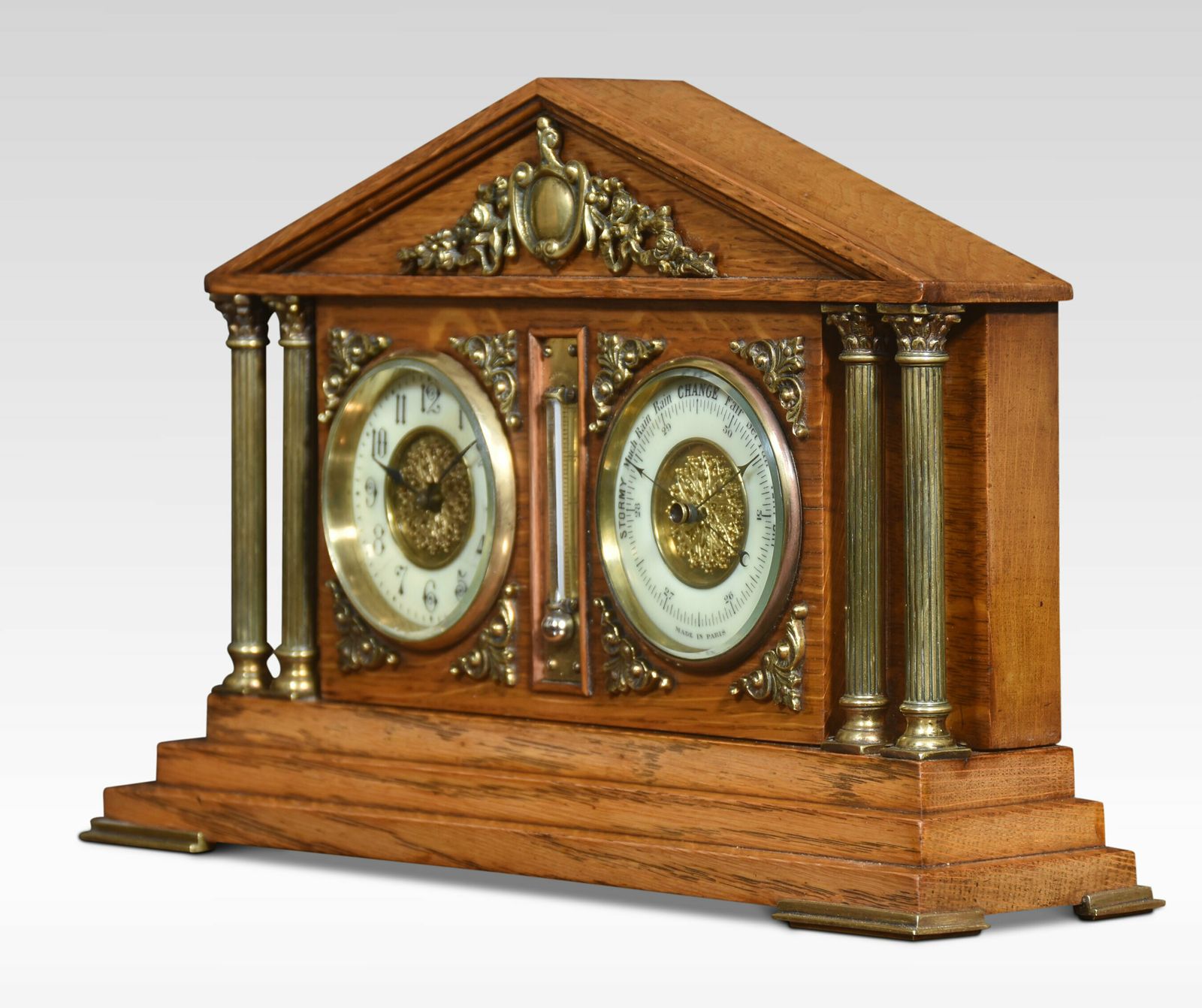 Oak Architectural Desk Clock photo for sale