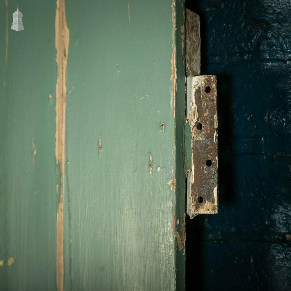 Ledged Plank Door, Green Painted Pine photo vintage