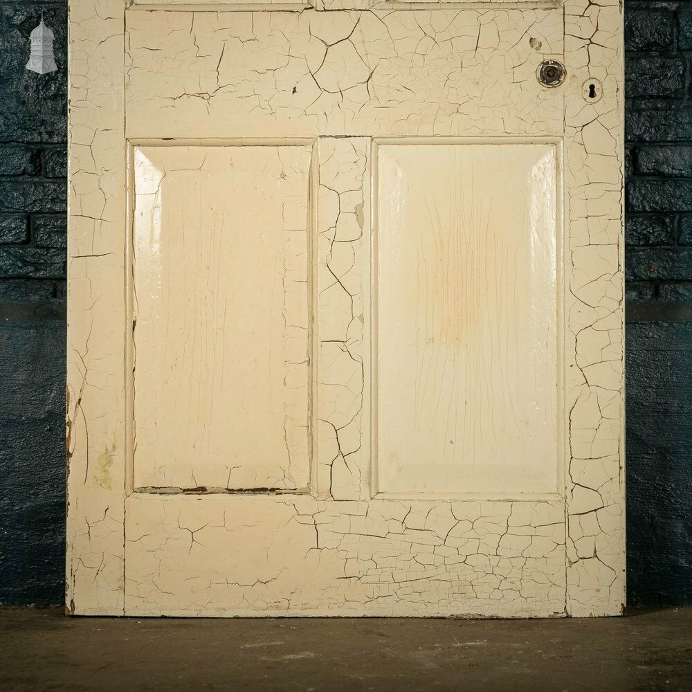 Pine Panelled Door, 4 Panel Cracked White Paint Finish photo Home Fixtures