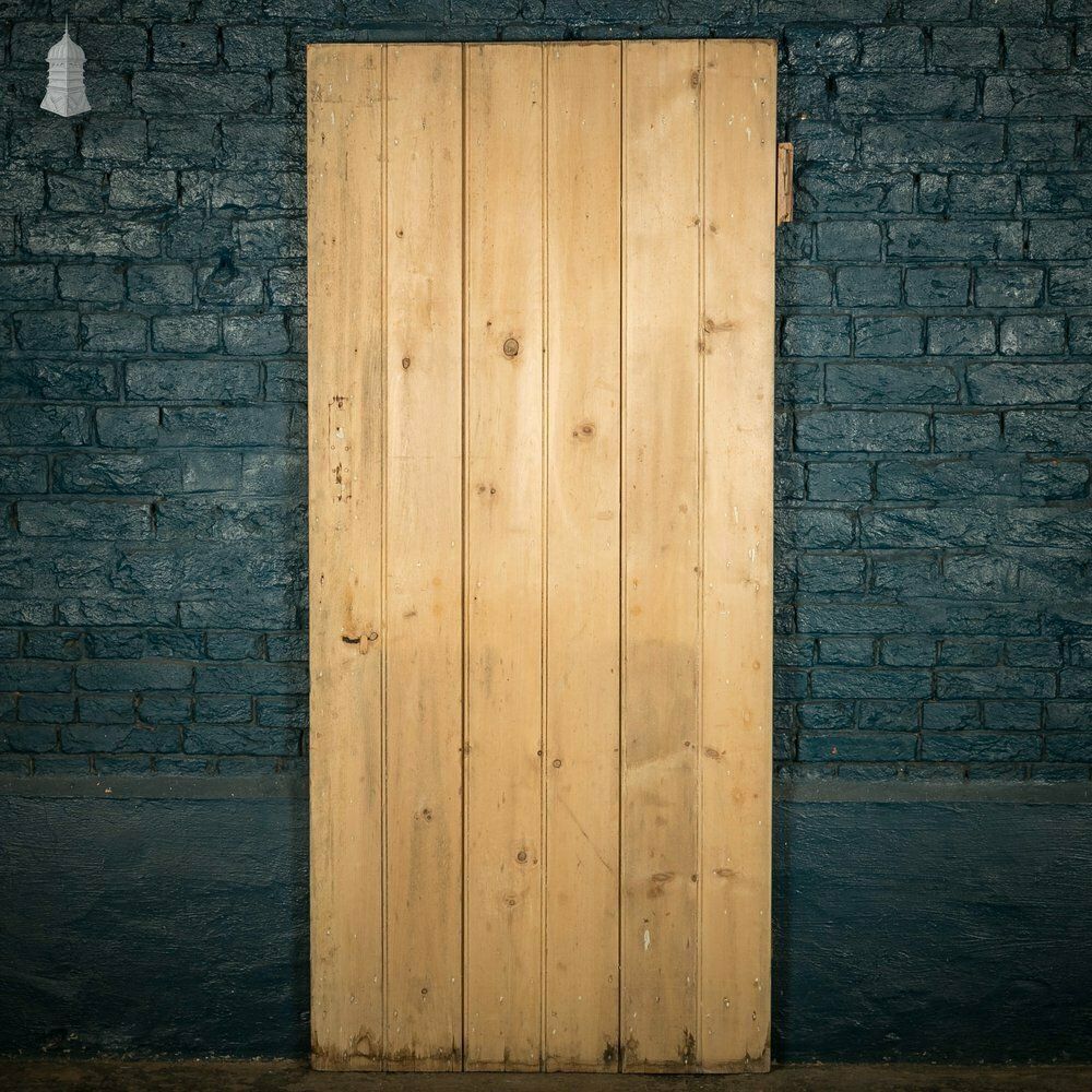 Pine Panelled Door, Moulded 2 Panel And Beadboard Plank photo vintage