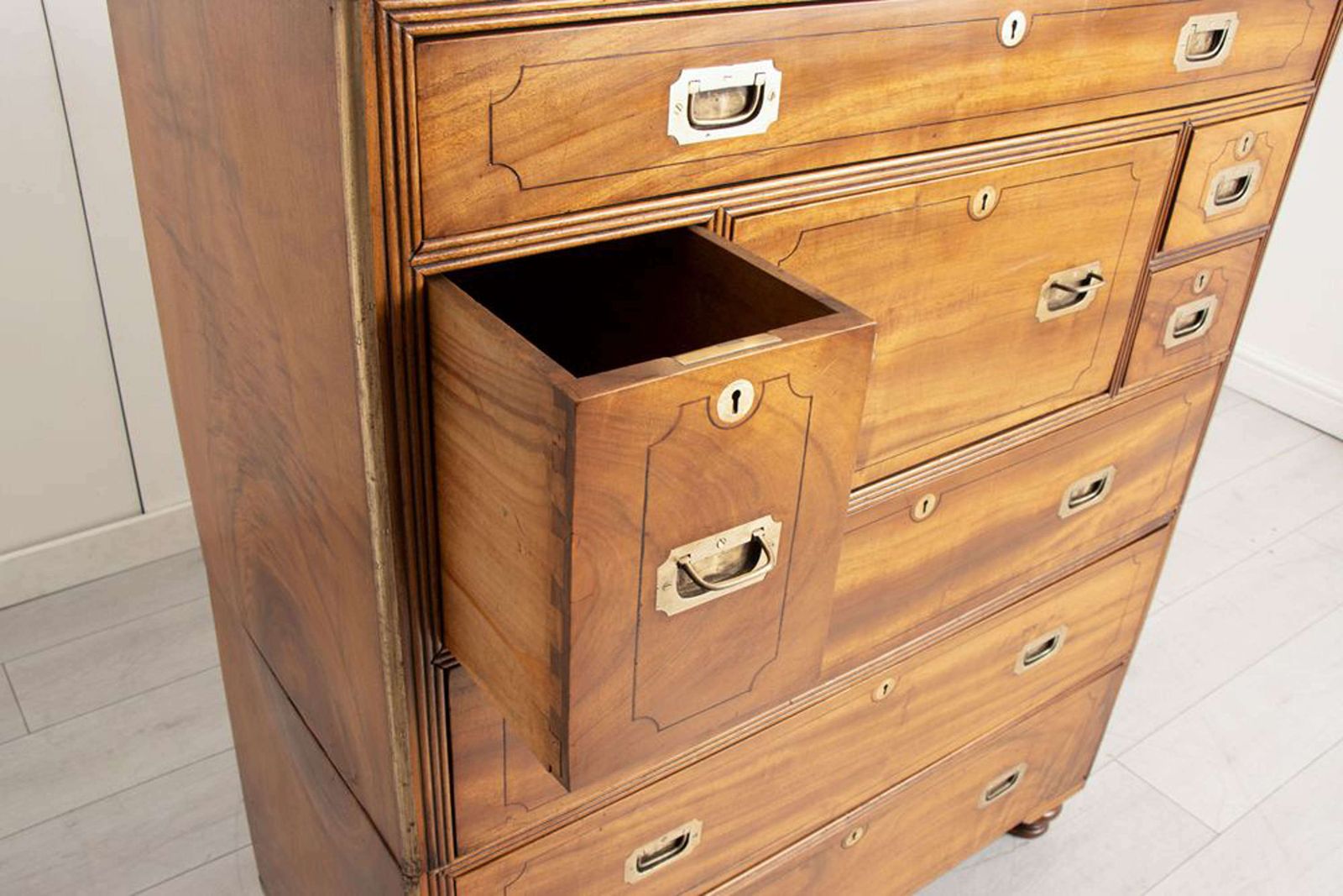 photo buy Antique Chinese Export Camphorwood Military Campaign Secretaire Chest