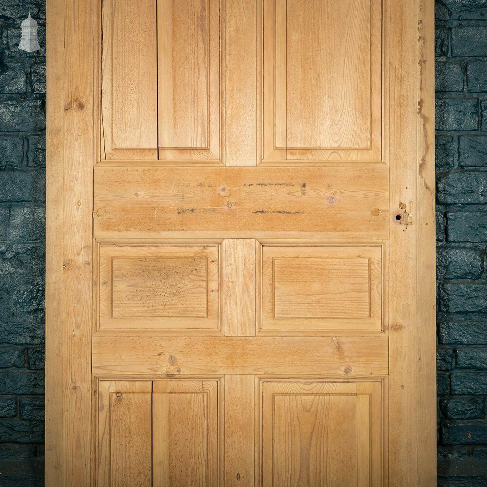 Pine Panelled Door, 6 Raised Moulded Panels photo for sale