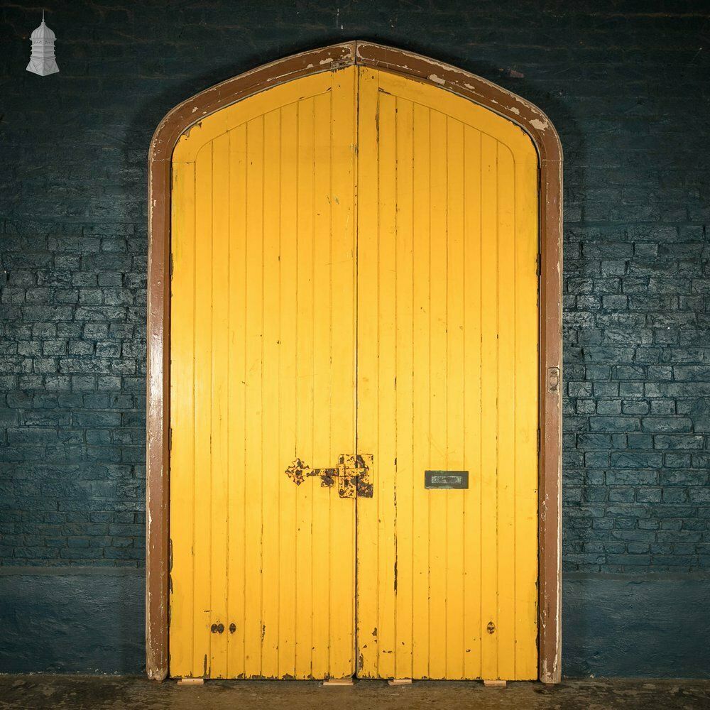 Framed Arch Top Doors, Set Of Oak Braced Vertical Plank Doors
