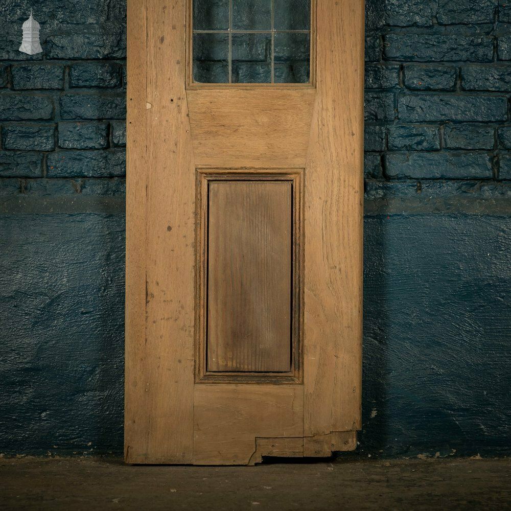 photo for sale Narrow Glazed Hardwood Door, Leaded Glass Side Panel