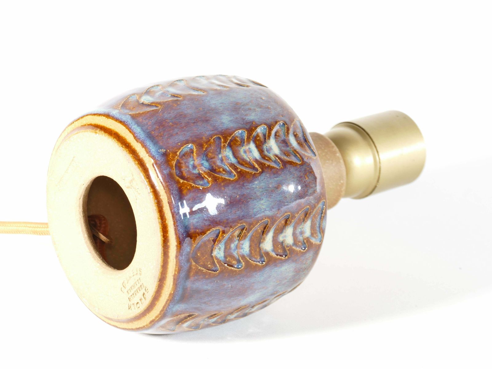 786.0 Scandinavian Modern Blue Glazed Stoneware Table Lamp, Søholm Stentøj, 1960s photo