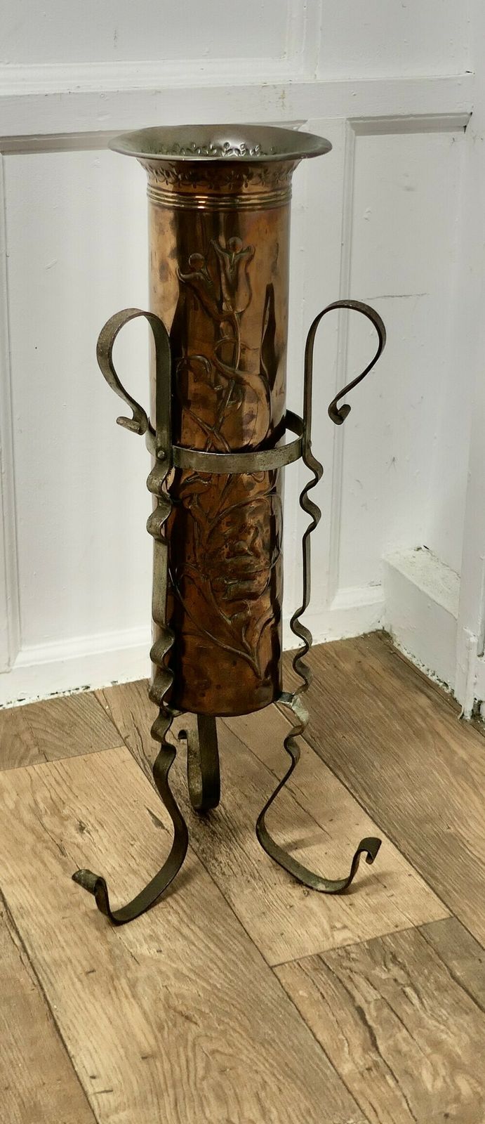 Arts And Crafts Copper And Iron Umbrella Stand photo furniture