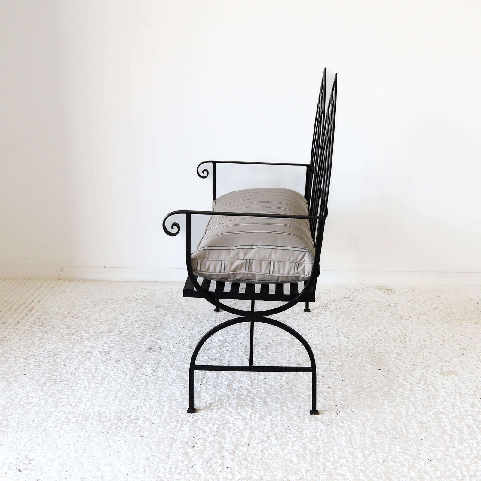 20th Century Gothic Style Iron Garden Bench Painted Black photo Garden Furniture