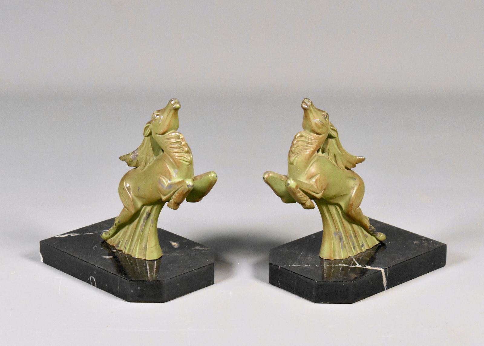 photo for sale Pair Of Art Deco Ibex Bookends Signed Franjou (Hippolyte Moreau)