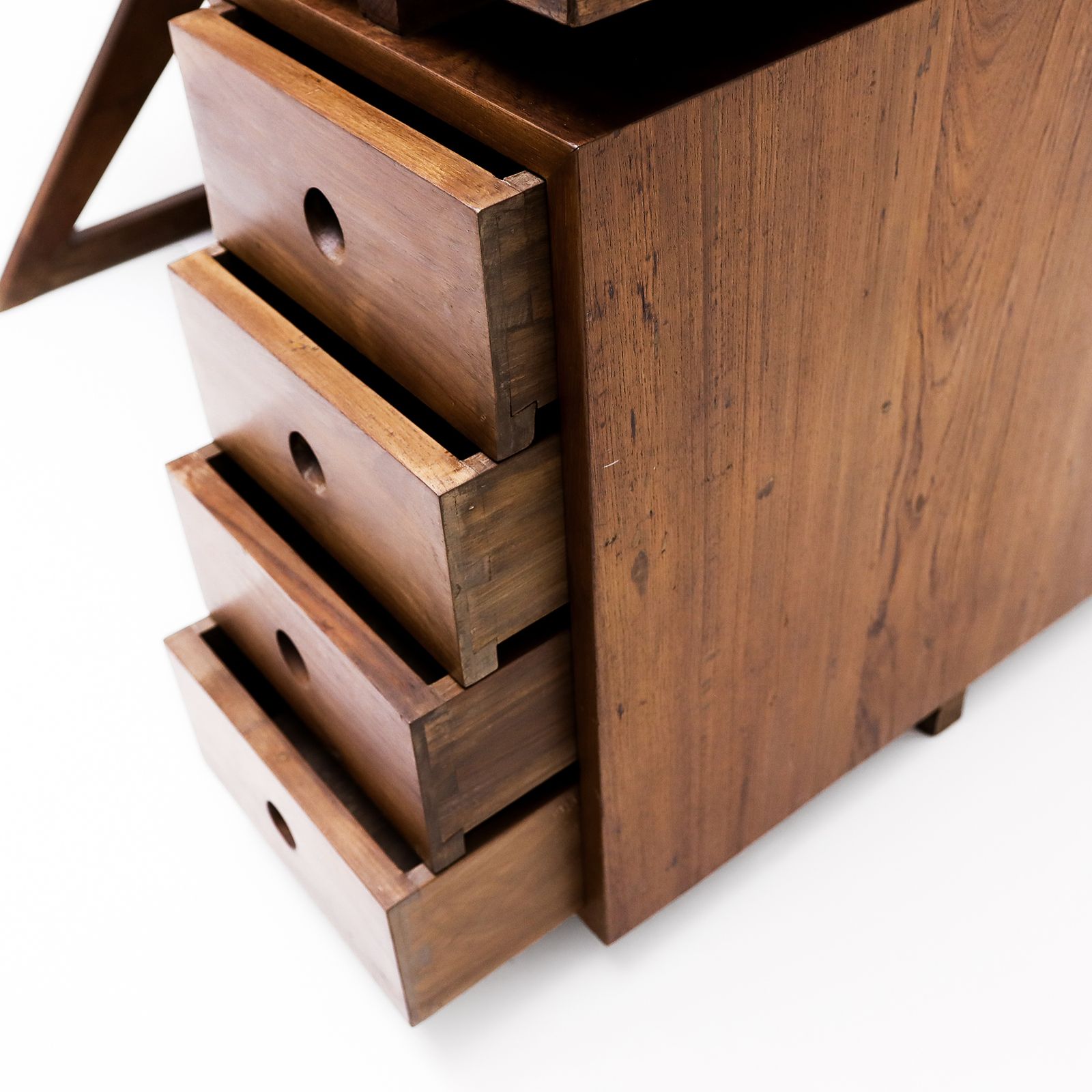37500.0 Original Pierre Jeanneret Office Set Featuring A Teak And Leather X Frame Desk Matched To A Model Pj Si 30a Committee Chair, Chandigarh, India, 1960s photo