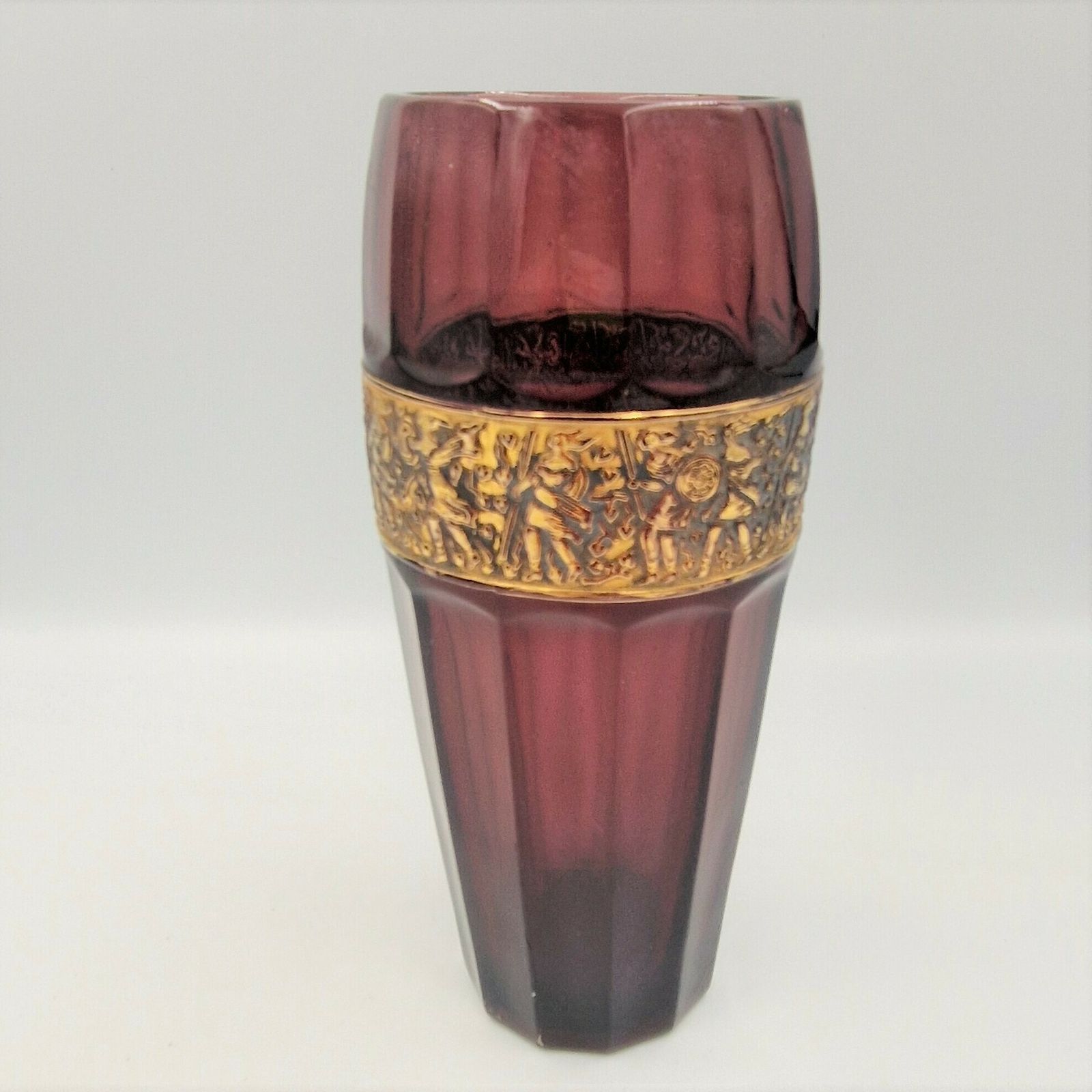 Mid Century Deep Purple Glass Vase From August Walther. 1930   1940