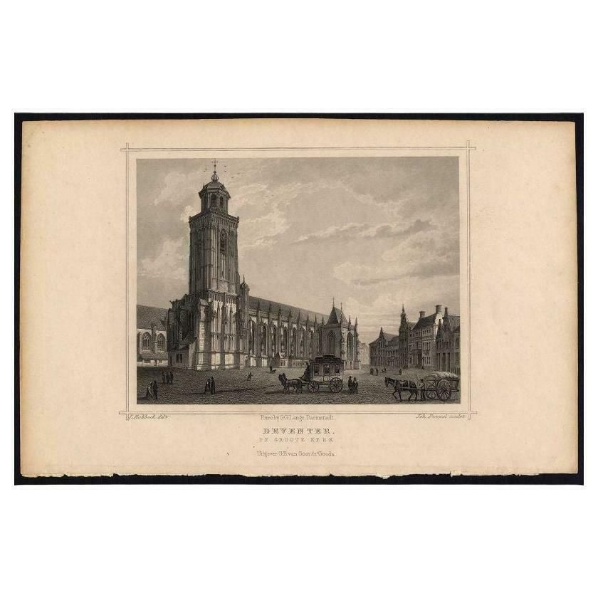 Antique Print Of Deventer, Historic Town In The Netherlands, '1863'