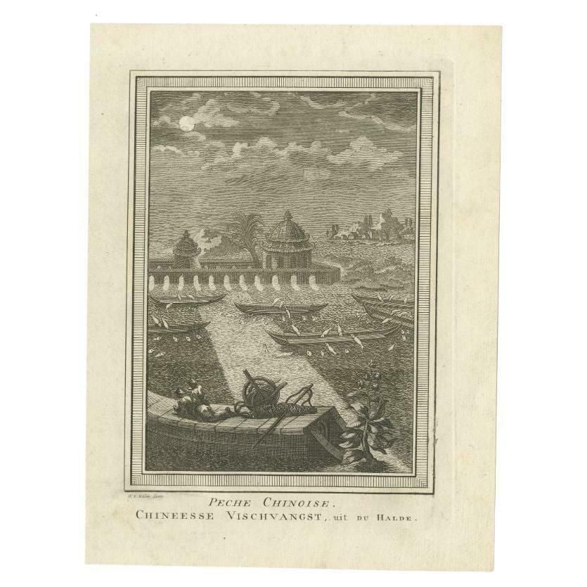 Antique Print Of Chinese Fishing Methods, 1749