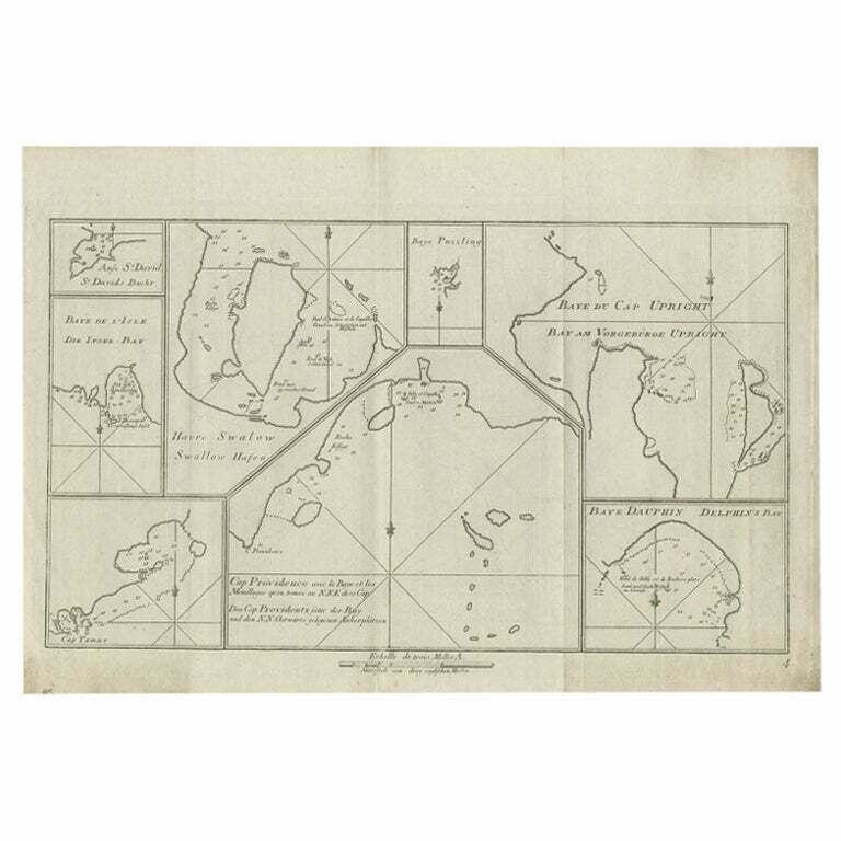 Antique Chart Of Cap Providence And Other Charts By Hawkesworth, 1774