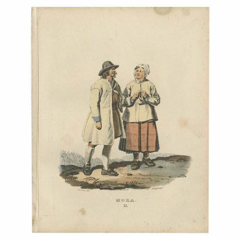 Antique Costume Print Of Mora, Dalarna In Sweden, Circa 1864