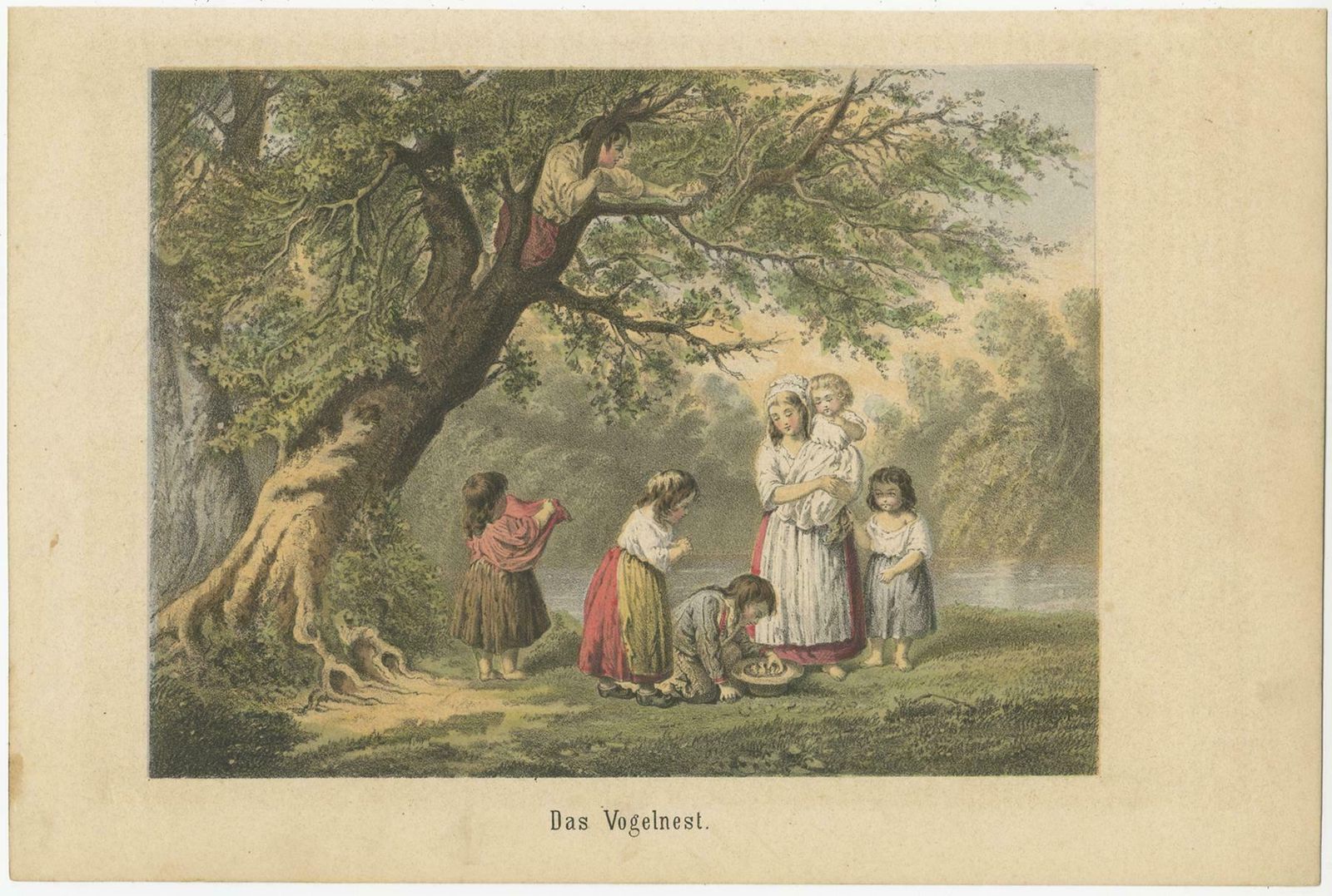 Antique Print Of Children Finding A Bird's Nest photo furniture