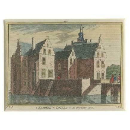 Antique Print Of Loenen Castle In The Netherlands, 1750