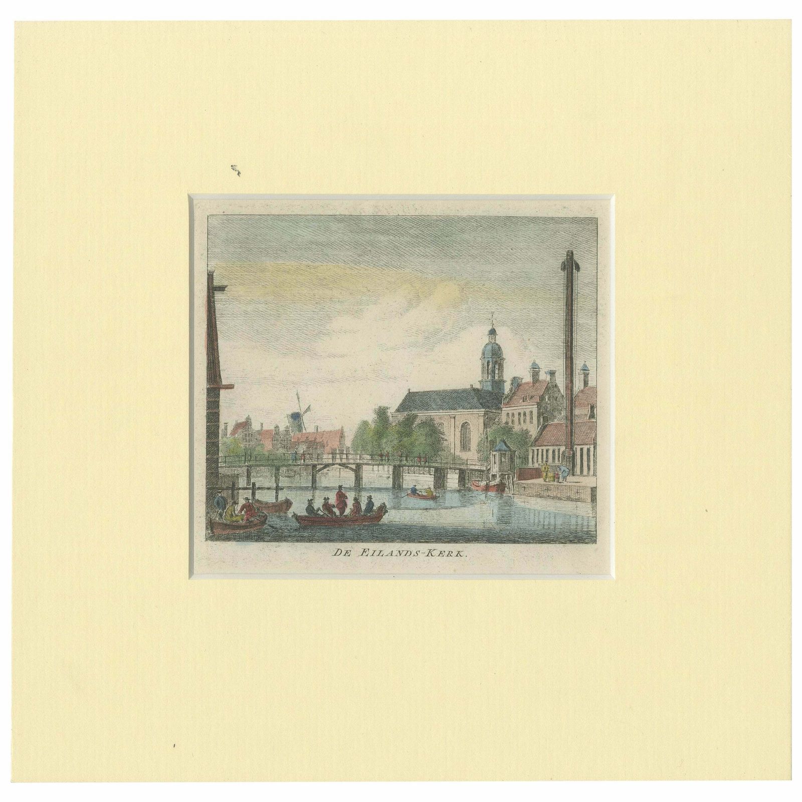 Antique Church Print Of The 'Eilandskerk' In Amsterdam In Holland, Circa 1760