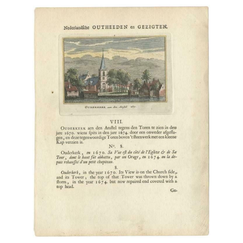 Antique Print Of Oudaen Castle Near Utrecht, The Netherlands