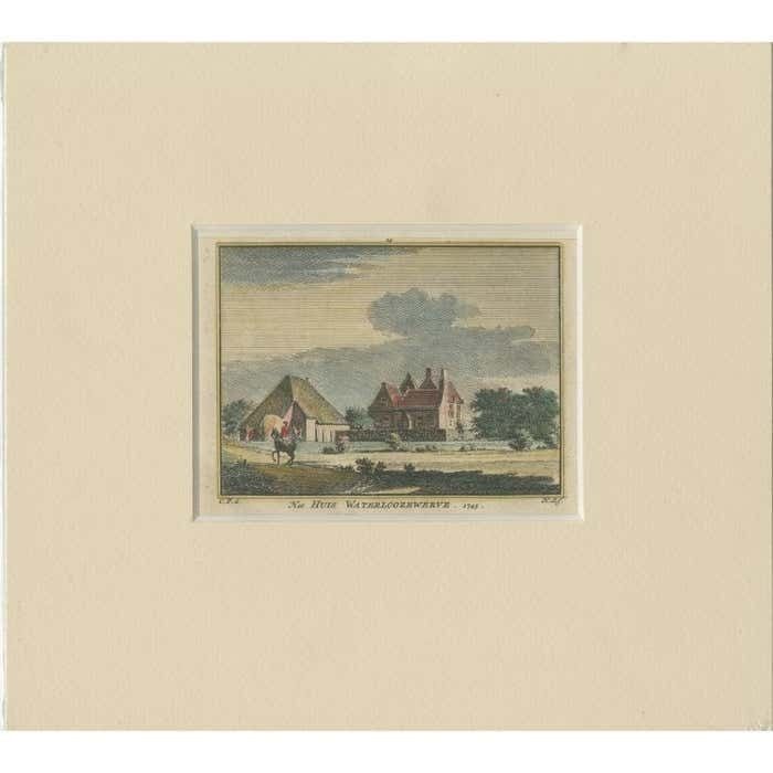 Antique Print Of 'Huis Waterloozewerve' Castle In Aagtekerke, The Netherlands