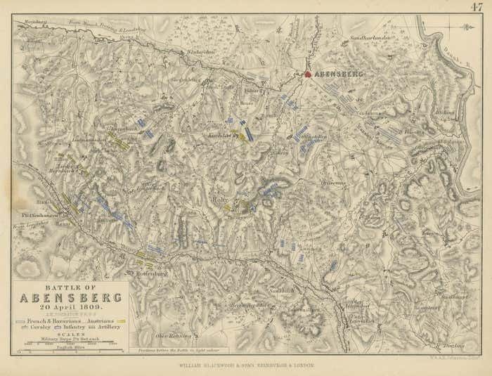 Antique Plan Of The Battle Of Abensberg In Germany photo for sale