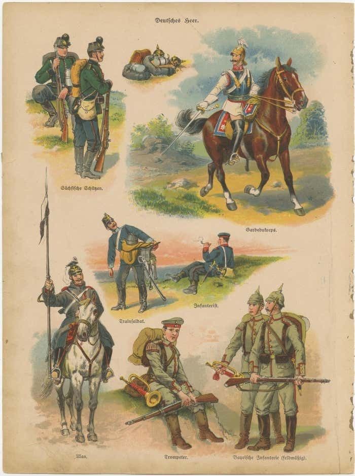 Set Of 10 Antique Military Costume Prints photo for sale
