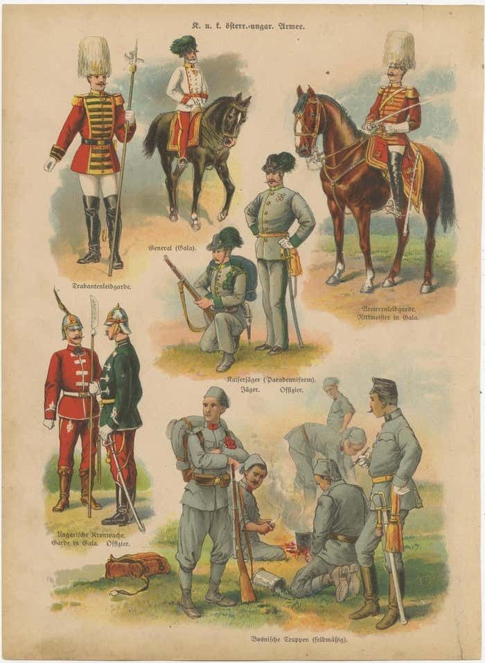 Set Of 10 Antique Military Costume Prints photo buy