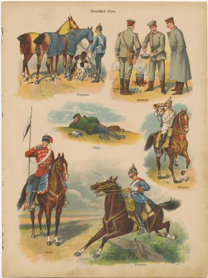 photo furniture Set Of 10 Antique Military Costume Prints