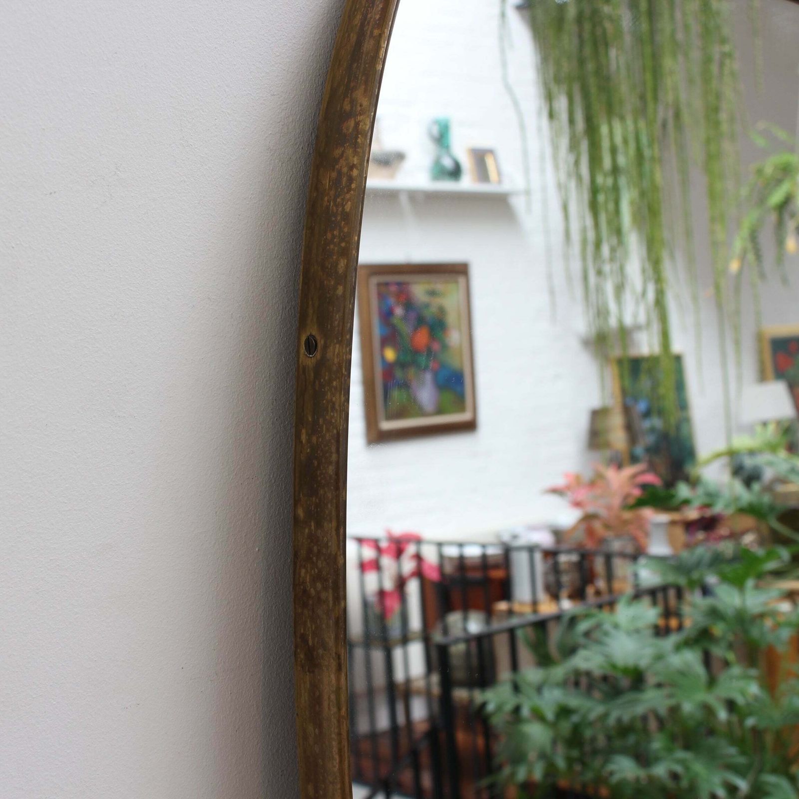 Vintage Italian Wall Mirror With Brass Frame (Circa 1950s) photo Home Decor