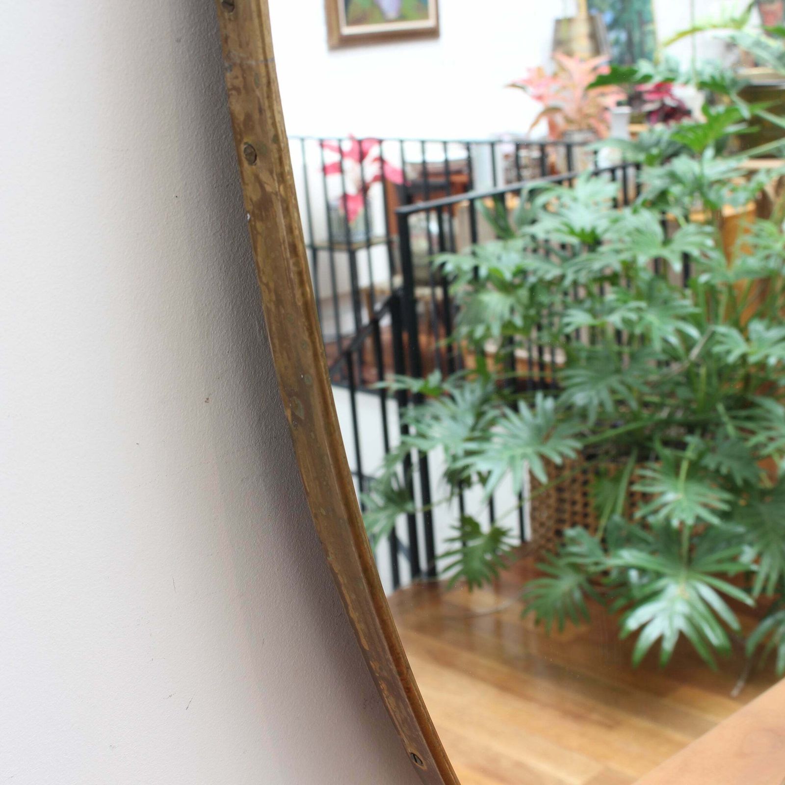 Vintage Italian Wall Mirror With Brass Frame (Circa 1950s) photo vinterior