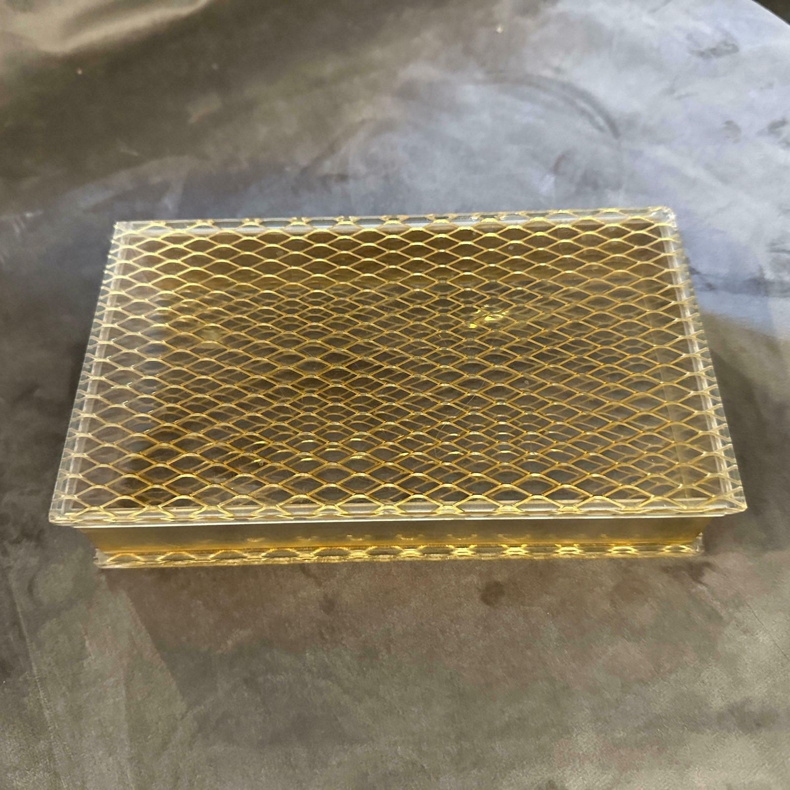 photo vinterior 1980s Christian Dior Style Modernist Brass And Plexiglass Italian Jewelry Box