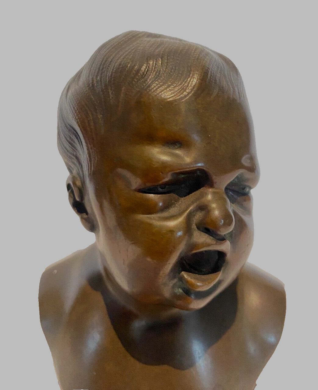 Bronze Group "Miniature Bust Of A Young Child" 20th Century photo furniture