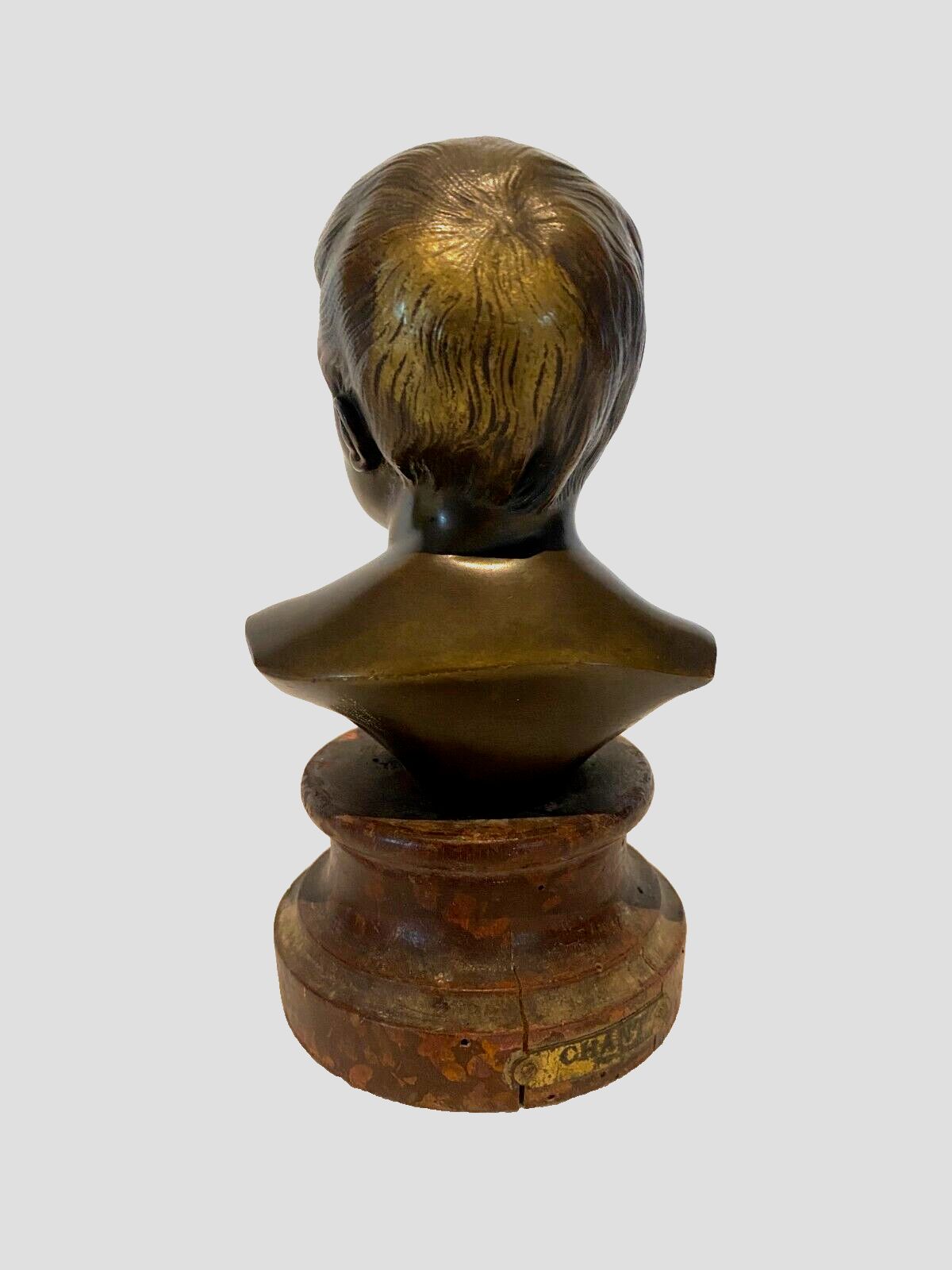 Bronze Group "Miniature Bust Of A Young Child" 20th Century photo Art