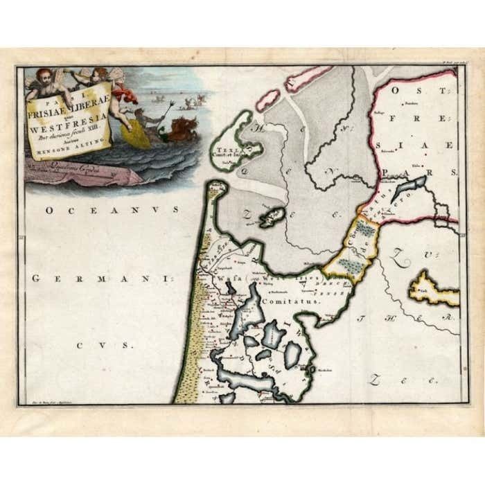 Antique Map Of Westfriesland In Ancient Times By Alting, 1697