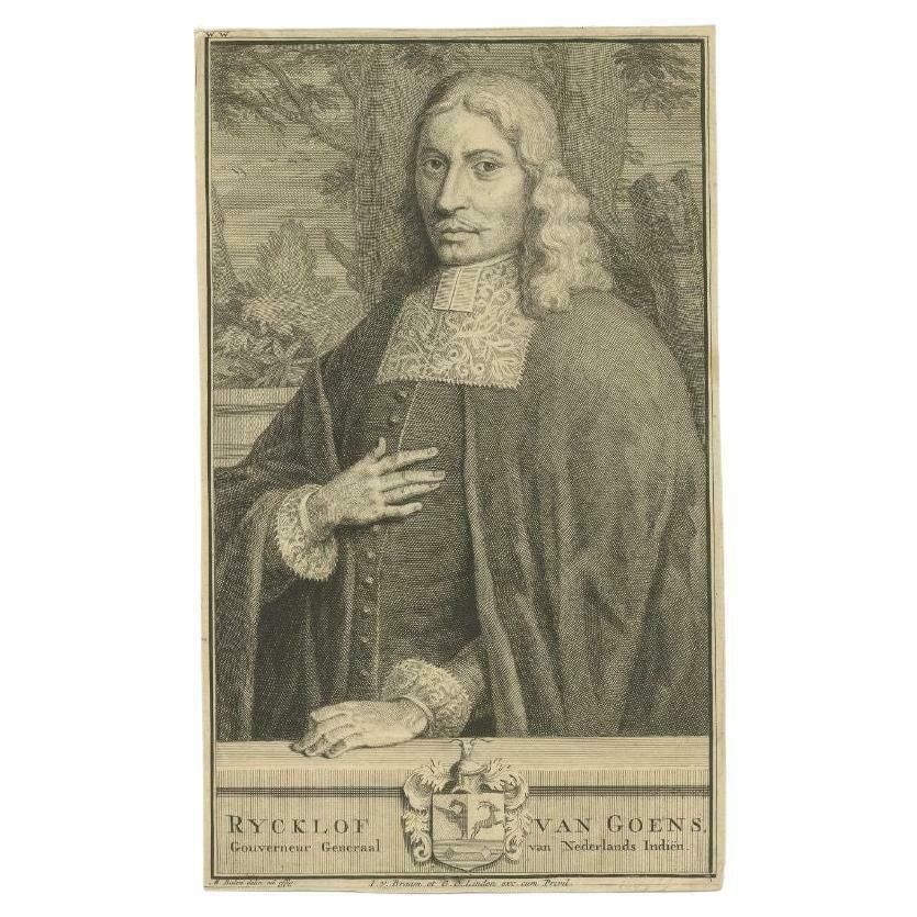 Antique Portrait Of Van Goens, Governor General Of Dutch East Indies, 1726
