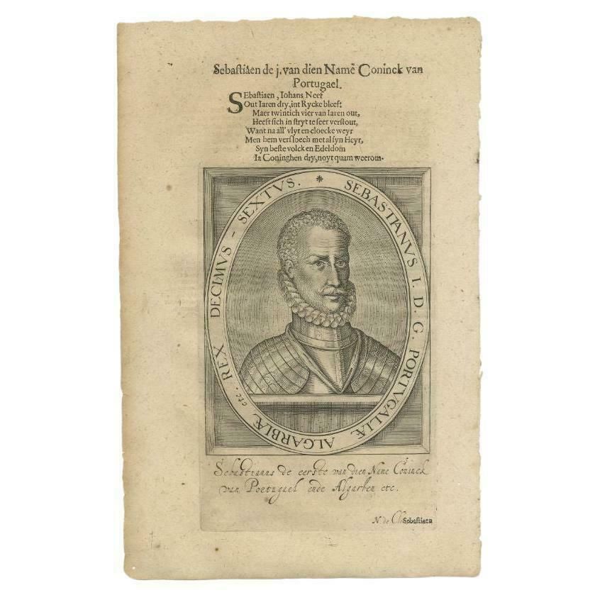 Antique Portrait Of Sebastian Of Portugal By Janszoon, 1615