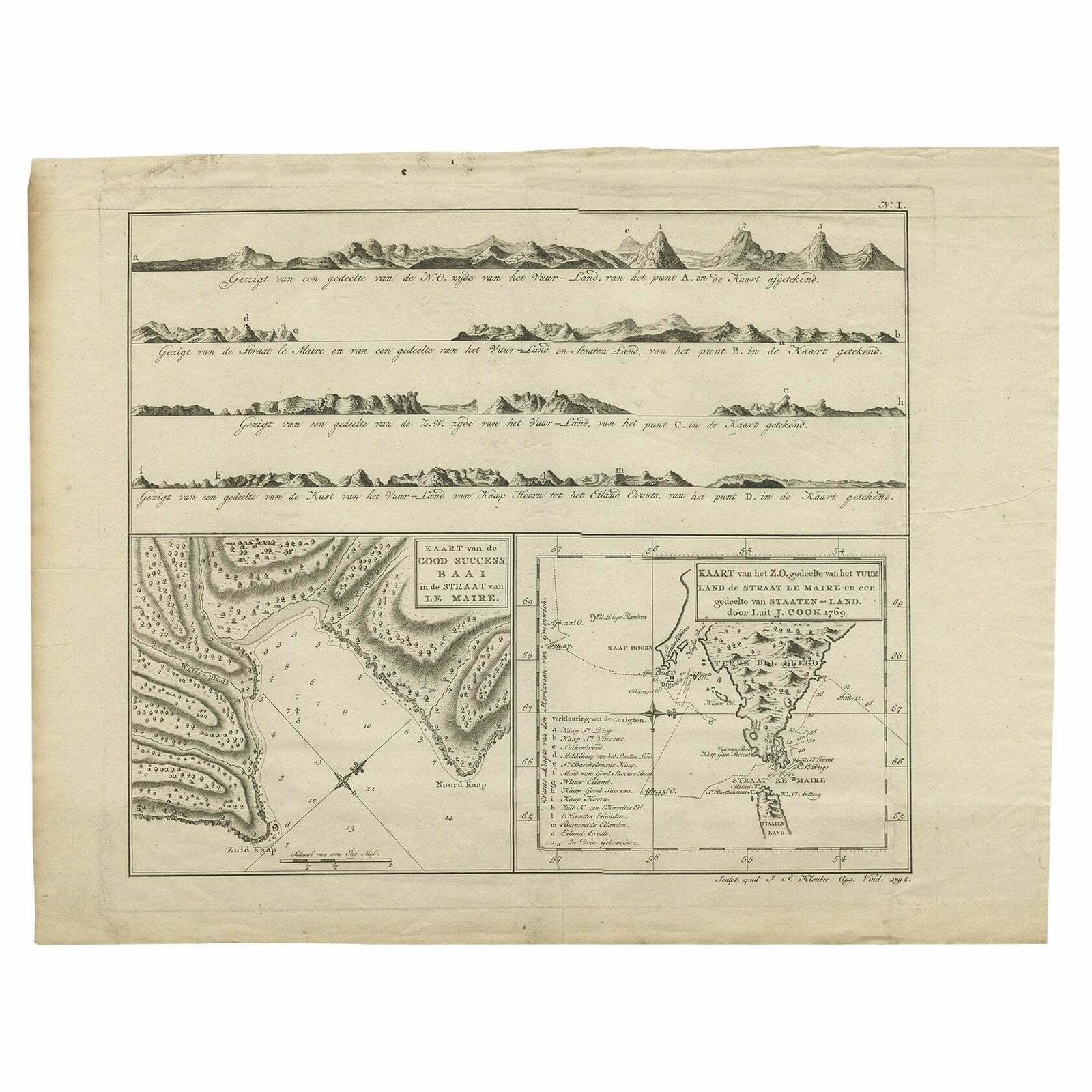 Antique Map Of The Strait Of Le Maire By Cook, 1803