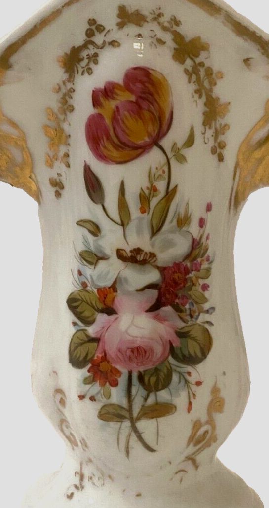 Altar Vase In Polychrome Porcelain Old Paris 19th Century photo vintage