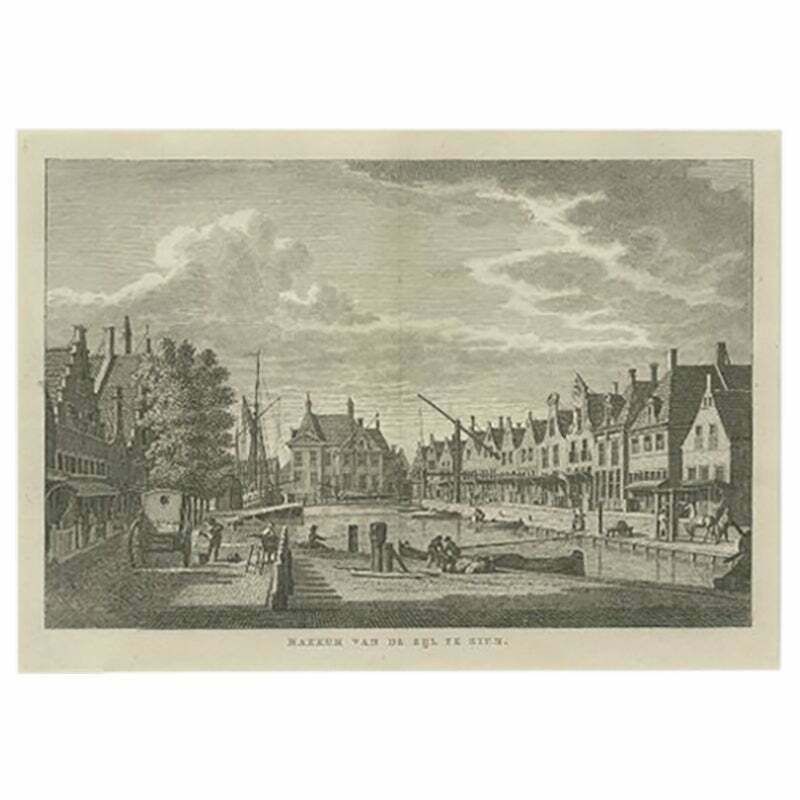 Antique Print Of Makkum, Old Frisian Village In The Netherlands, Circa 1790
