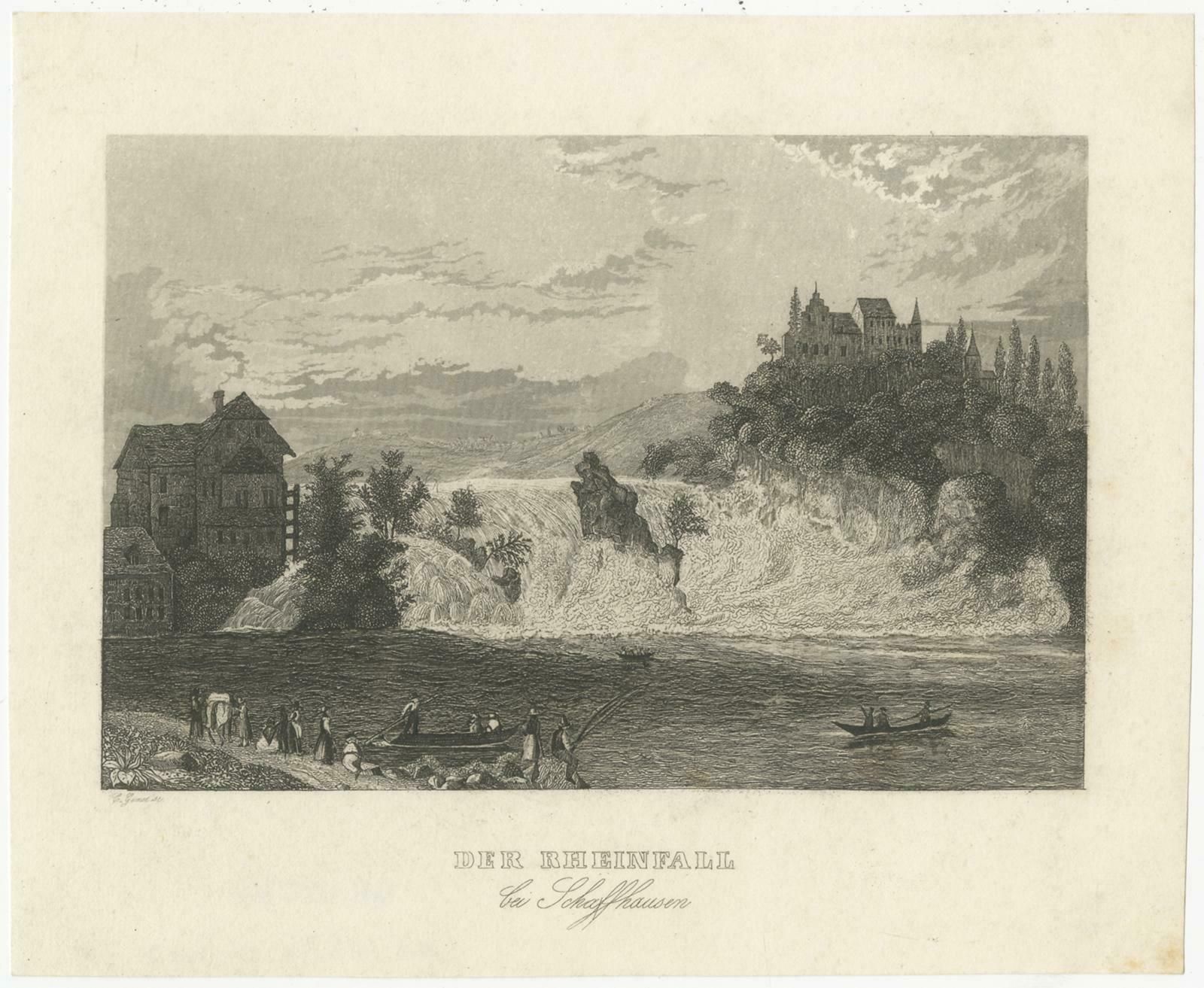 Antique Print Of The Rhine Falls, Near Schaffhausen, Switzerland photo furniture