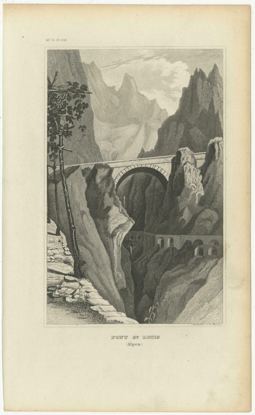 Antique Print Of The Saint Louis Bridge, Menton, Alpes Maritimes photo furniture