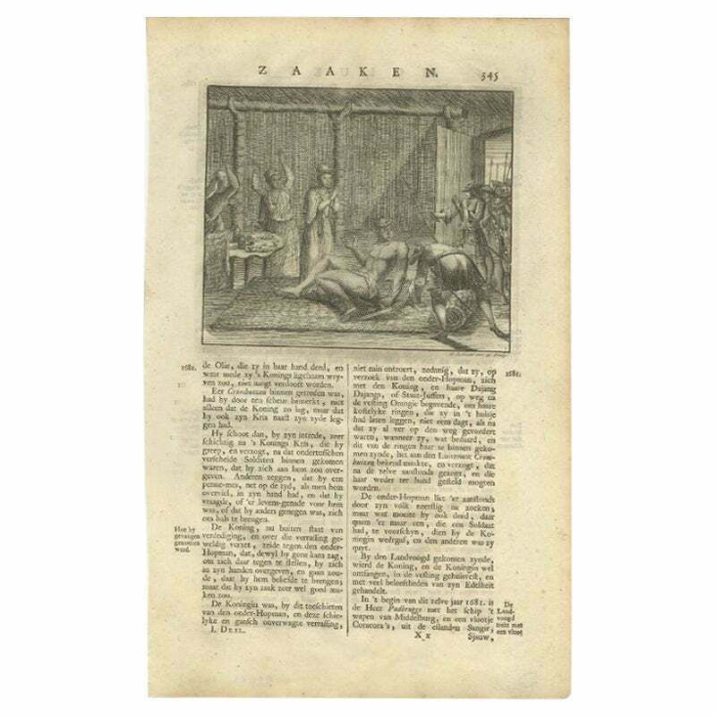 Antique Print Of The Capture Of The King Of Java By Valentijn, 1726