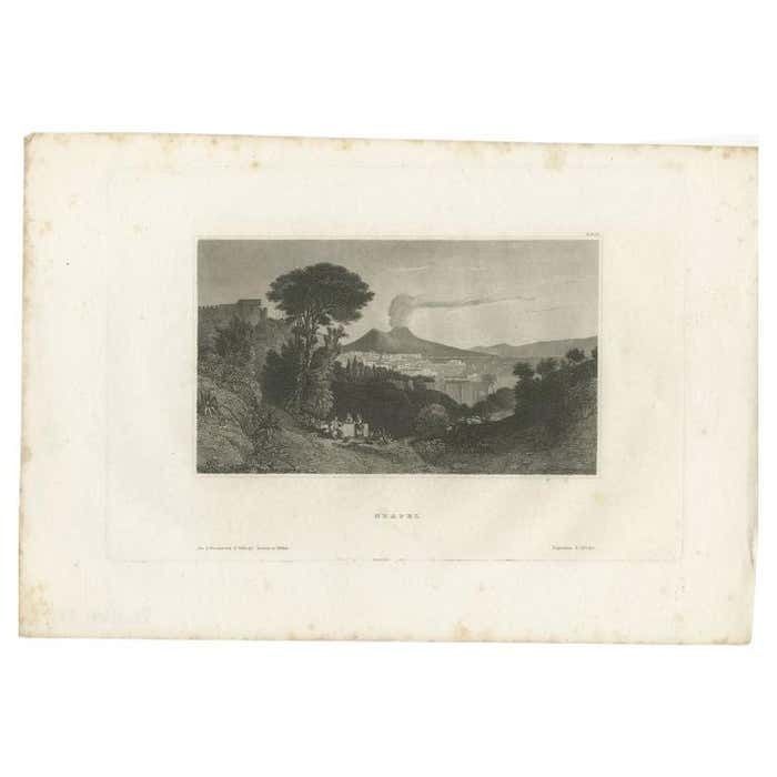 Antique Print Of Naples, Italy, 1835