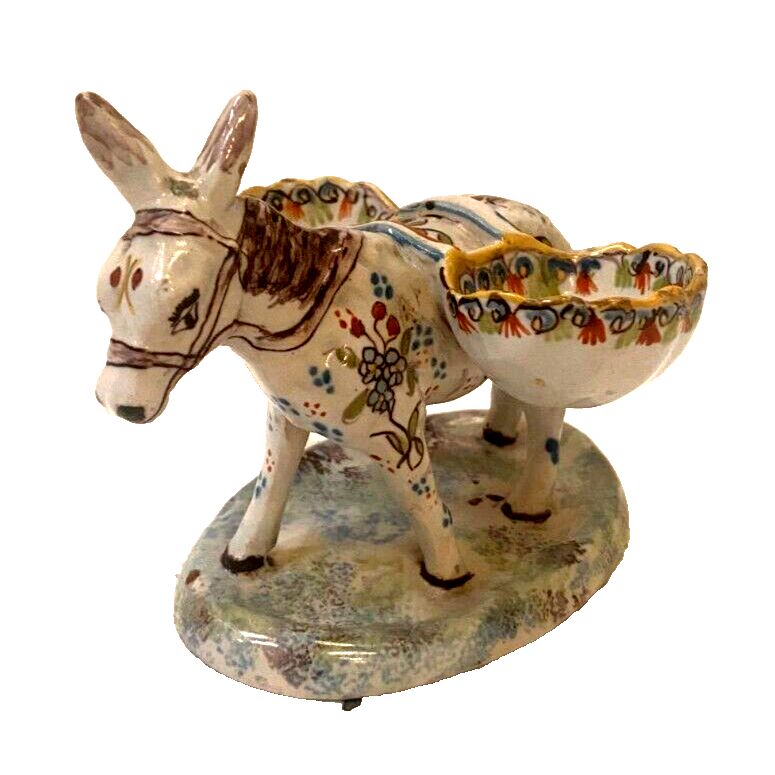 Polychrome Porcelain Group "Donkey In Salt And Pepper Shaker" 20th Century photo 199.48777500000003