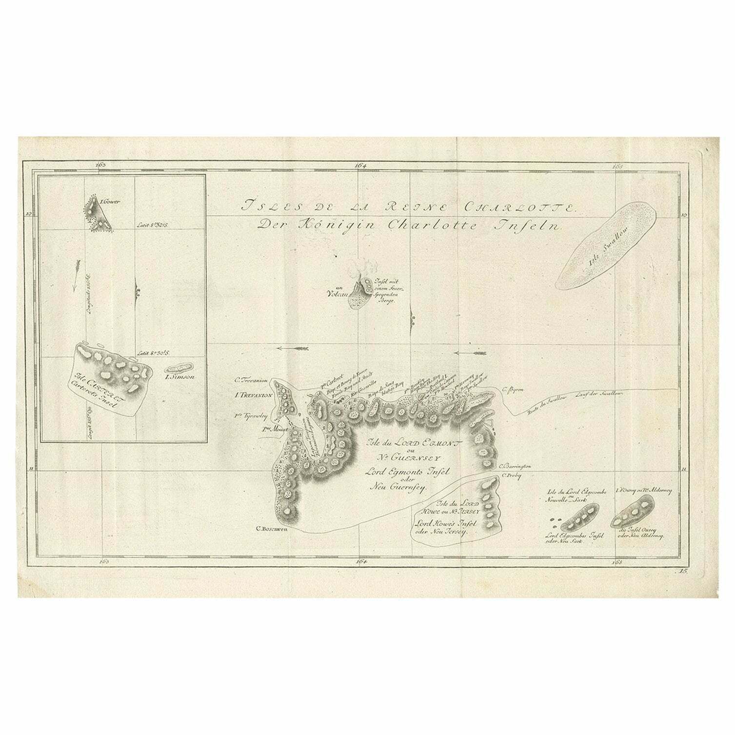 Antique Map Of The Santa Cruz Islands By Hawkesworth, 1774