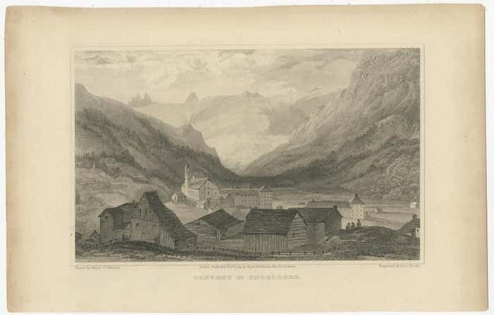 Antique Print Of The Convent Of Engelberg Switzerland photo furniture