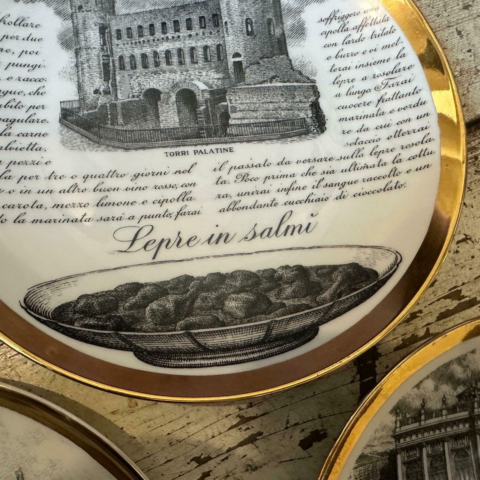 1970s Set Of Four Mid Century Modern Porcelain Mural Plates By Piero Fornasetti photo for sale