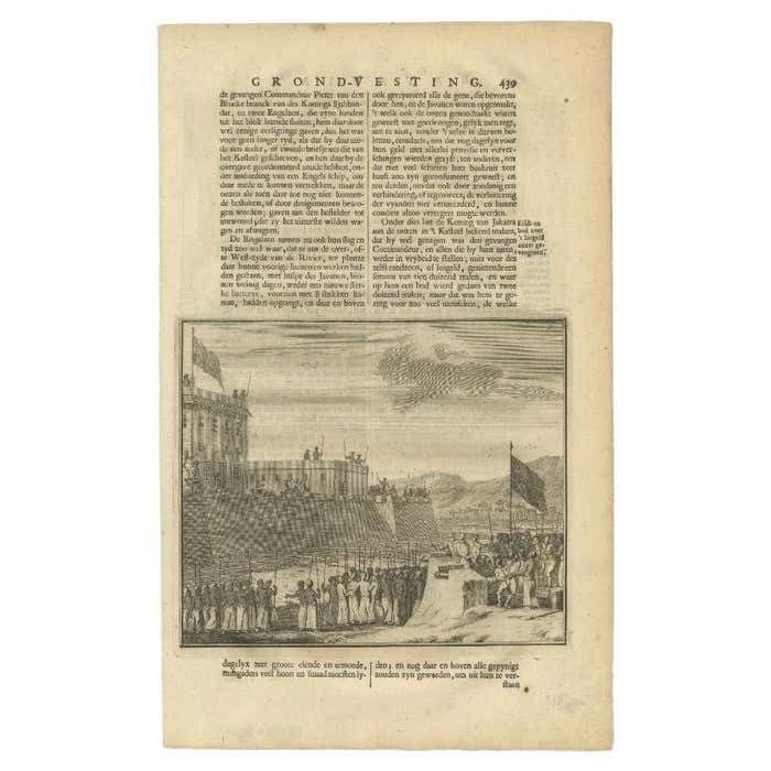 Antique Print Of Negotiations In Batavia By Valentijn, 1726