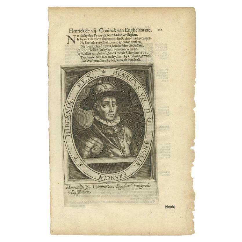 Antique Portrait Of Henry VII Of England By Janszoon, 1615