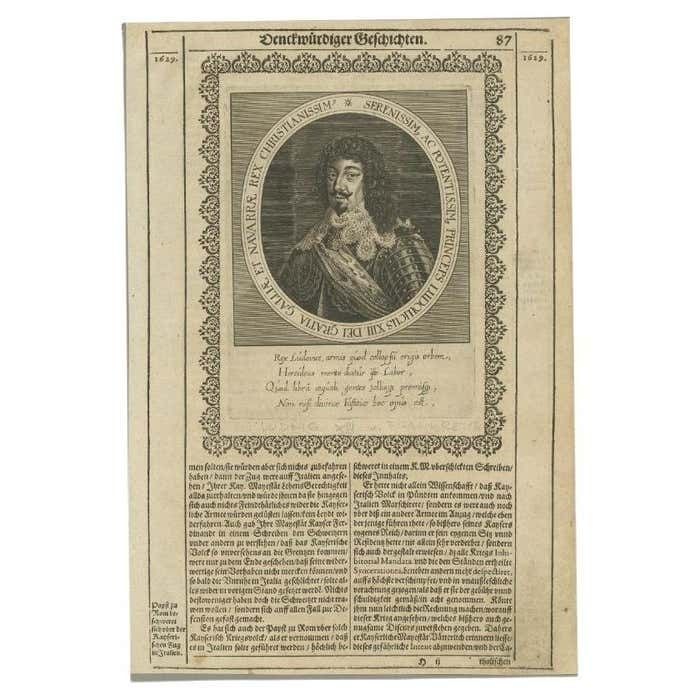 Antique Portrait Of Louis XIII Of France, Circa 1660 photo furniture