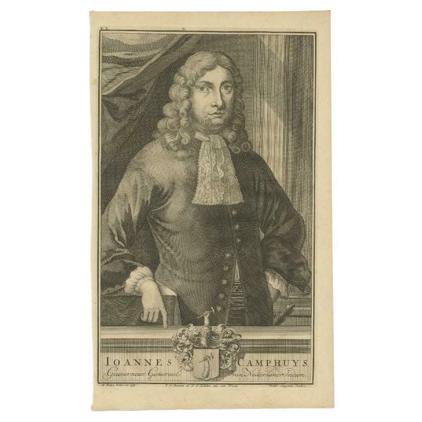 Antique Portrait Of J. Camphuys, Governor General Of The Dutch East Indies, 1726